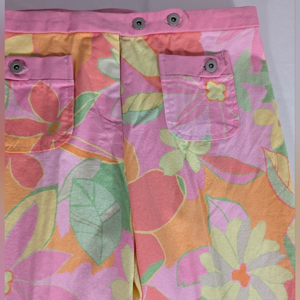 NWT Sigrid Olsen Pink, Orange, Green Floral Cotton Pants Suit Petite Size 4- - Picture 4 of 16